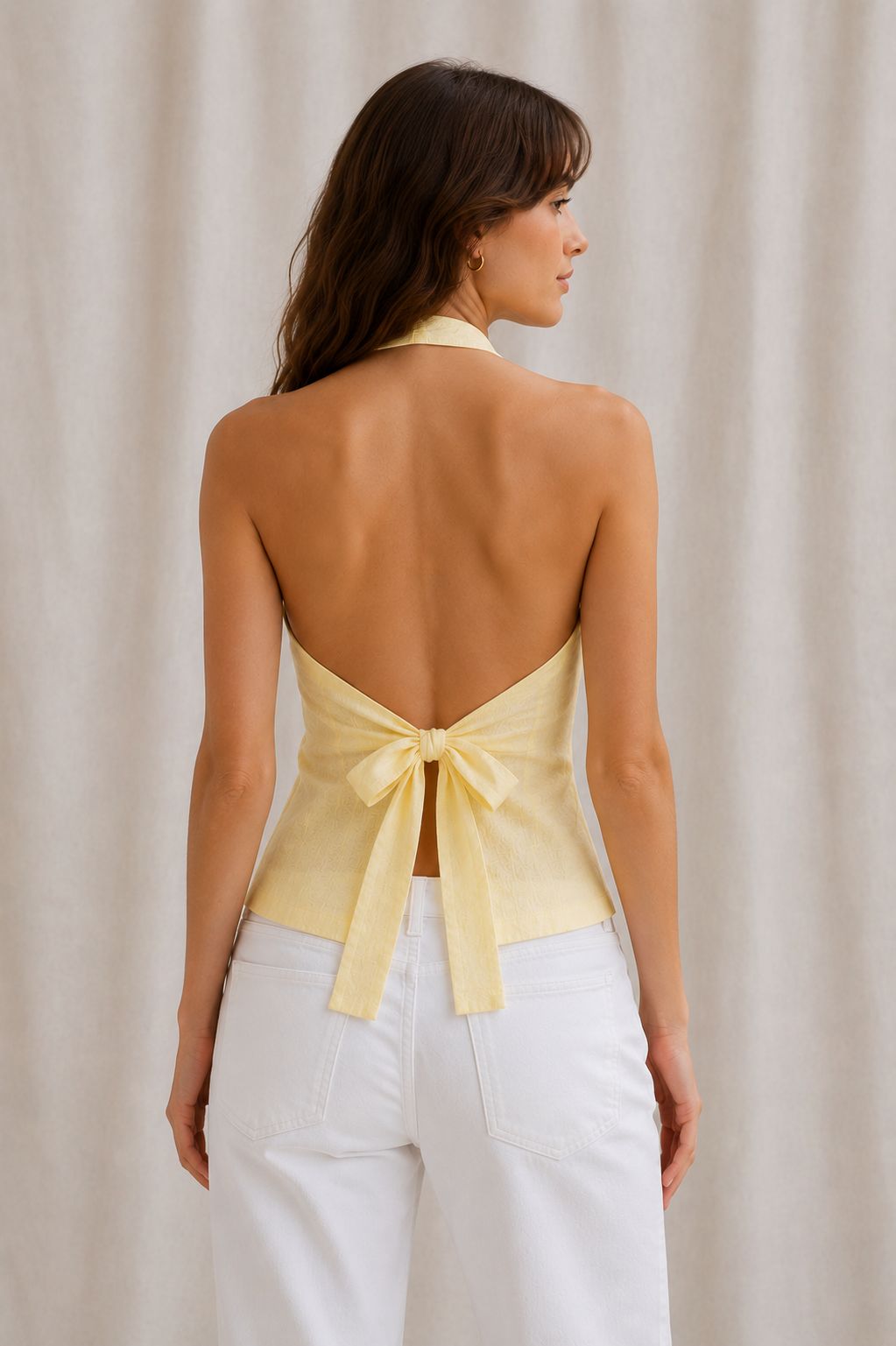Linnen halter top Yellow