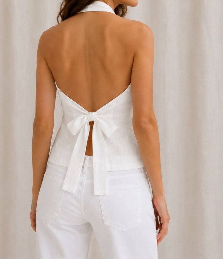 Linnen tank top White